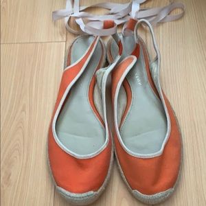Charles & Keith Orange lace flats. 40% no box